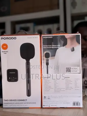 Porodo Two-device Connect Handheld Lavalier Microphone