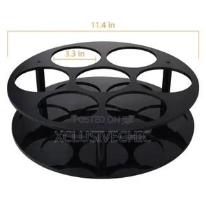6 Hole Round Wooden Tequila Rack With 6pcs Shot Glass