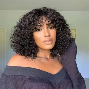  Double Drawn Celebrity Frindge Curly Human Hair Wig