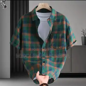 Checkered Short Sleeves Cotton Shirt