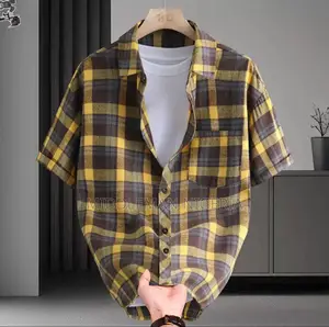 Checkered Short Sleeves Cotton Shirt