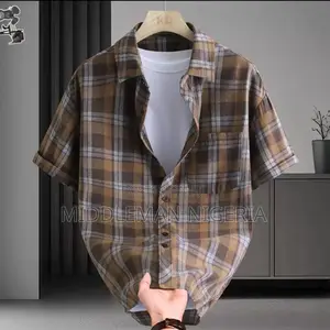 Checkered Short Sleeves Cotton Shirt
