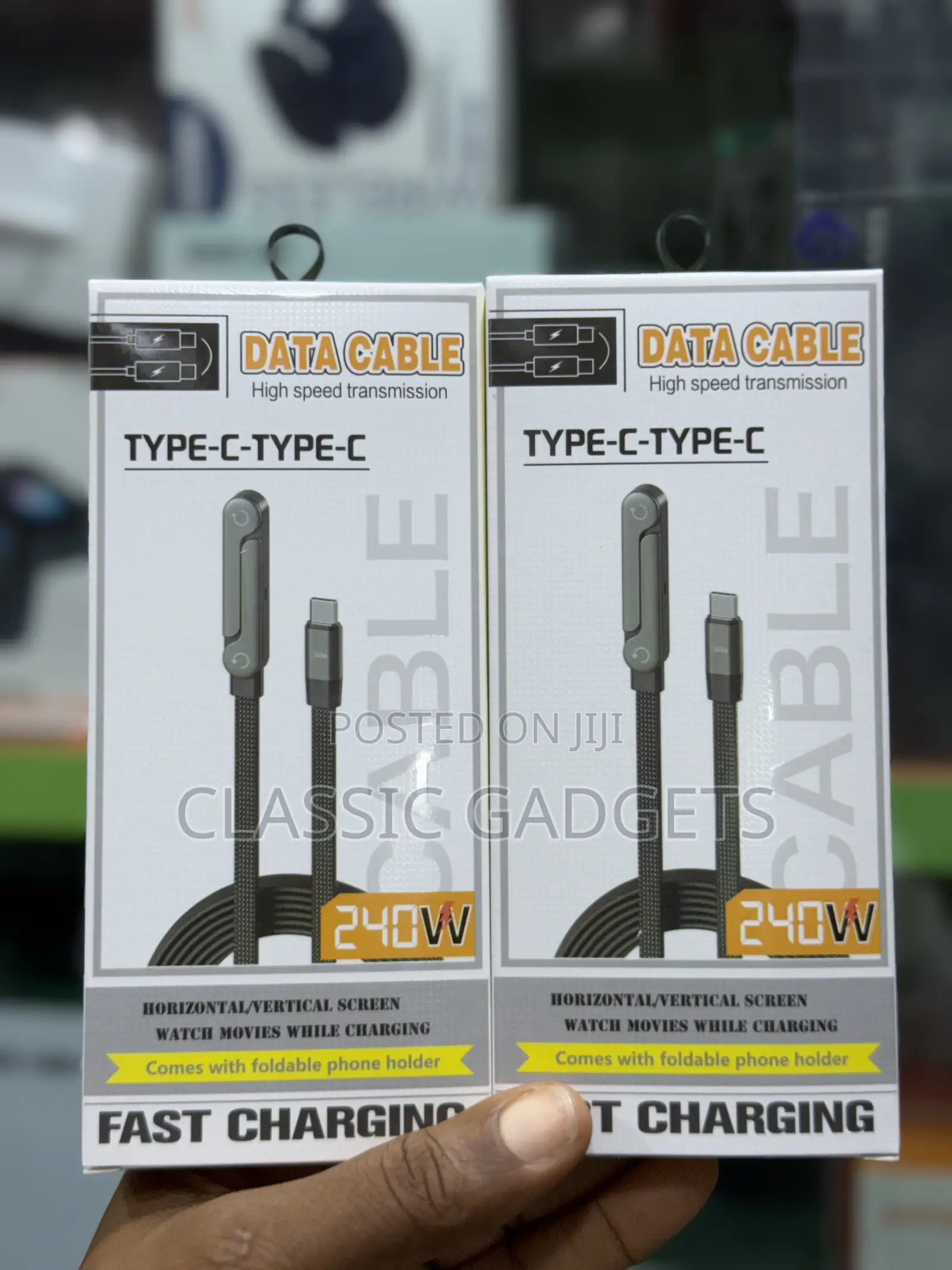 Fast Charging Foldable Bracket 2 in 1 240w Type C Data Cable