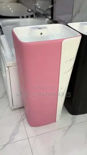 Pink and White Stand Alone Basin