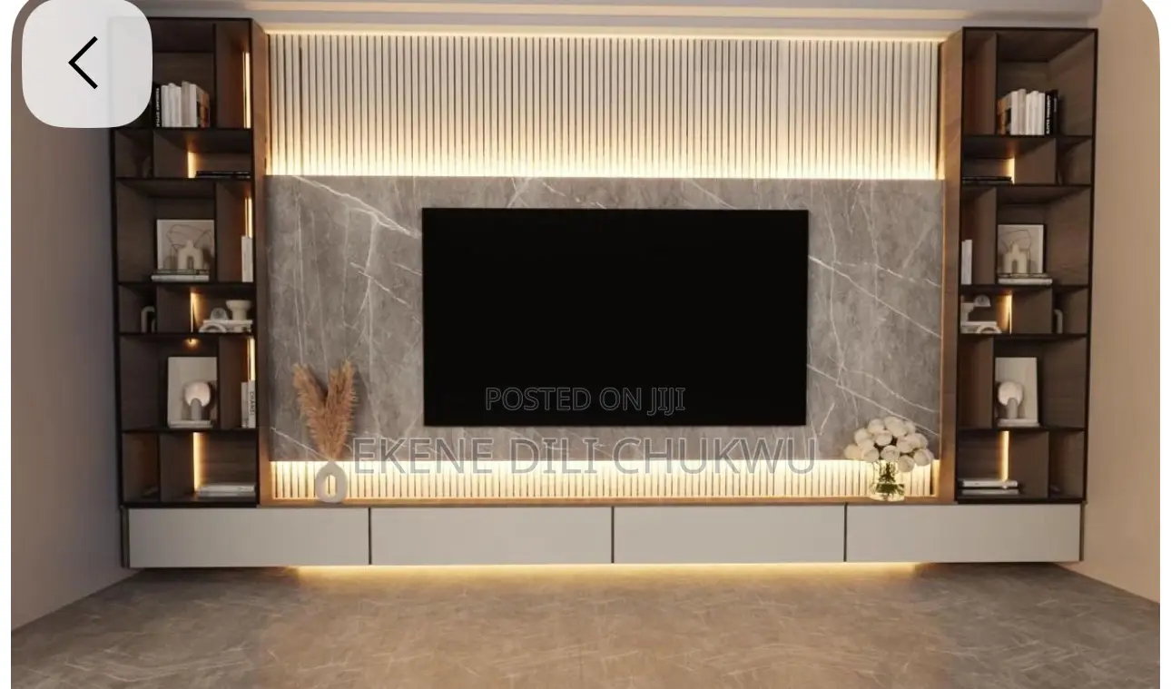 Luxury Marble Tv Feature Wall With Floating Console