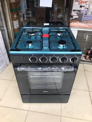 Midea 4-Burner Gas Cooker With Oven Grill - Stylish Teal Black