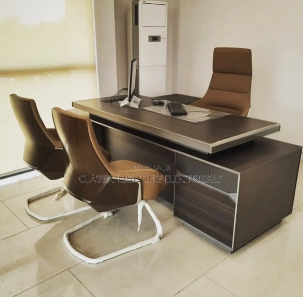 Office Table With Two Visitors Chair  Combination