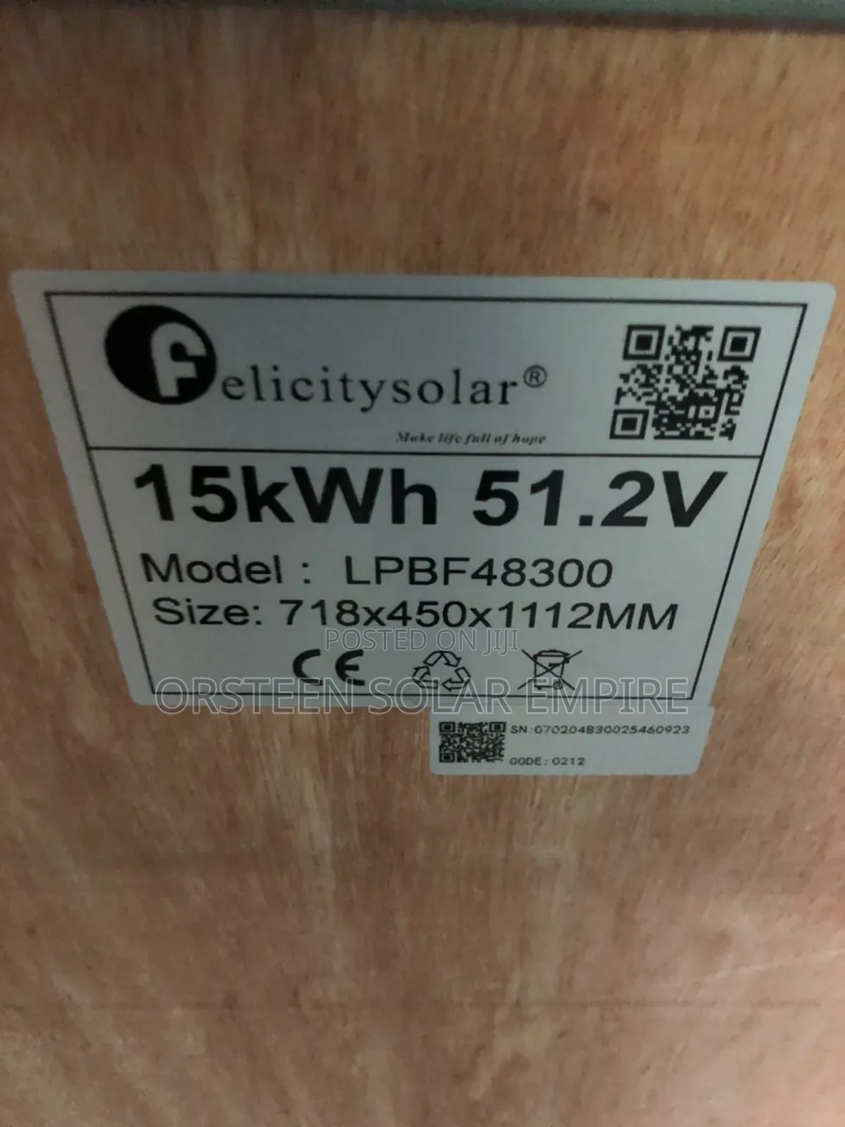 Felicity 15kwh Lithium Battery