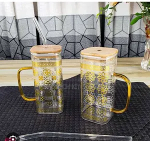 Golden Classic Straw Glass Juice Cup
