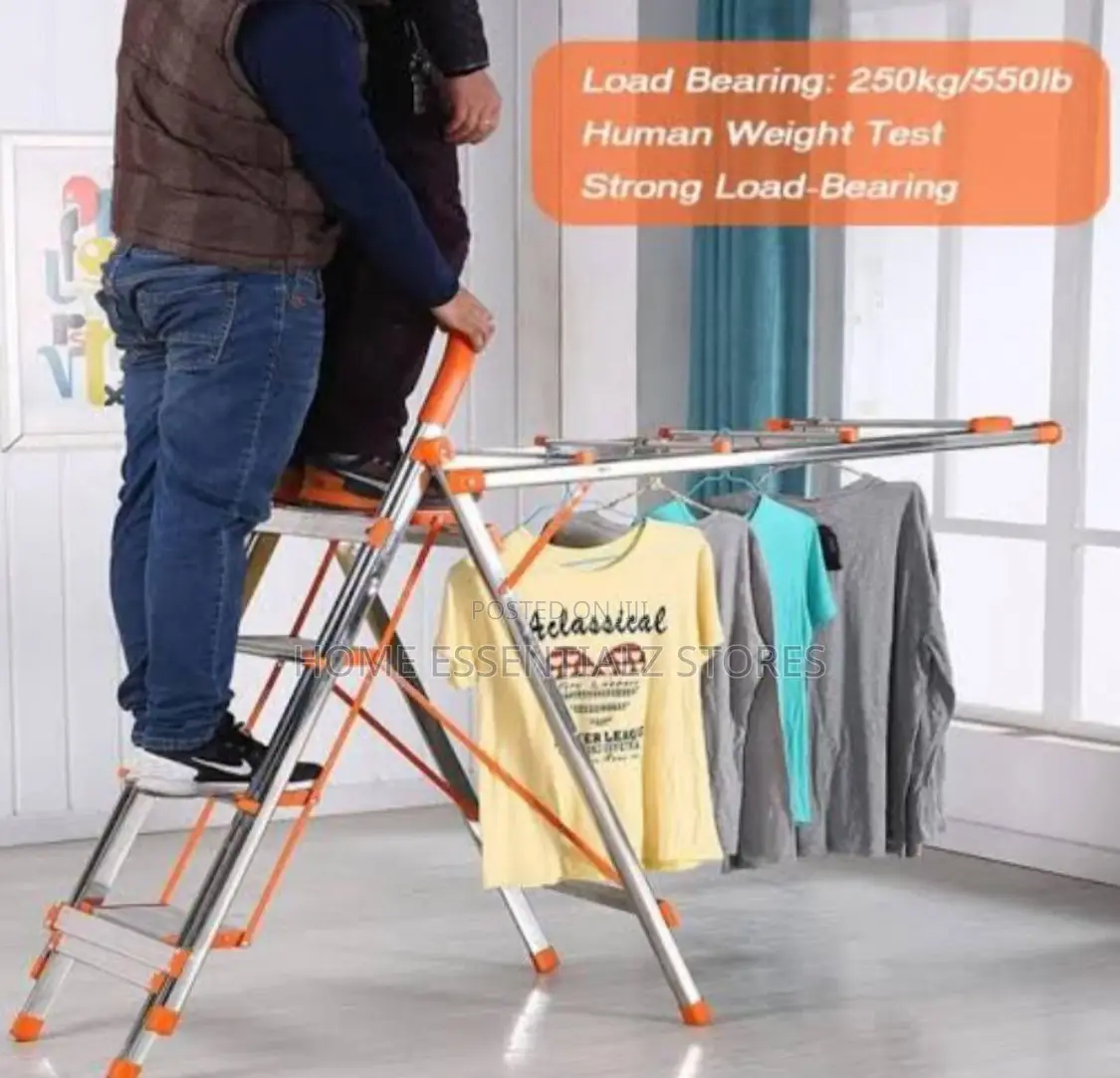 Drying Clothes Hanger With Multipurpose Stainless 4 Steps Ladder