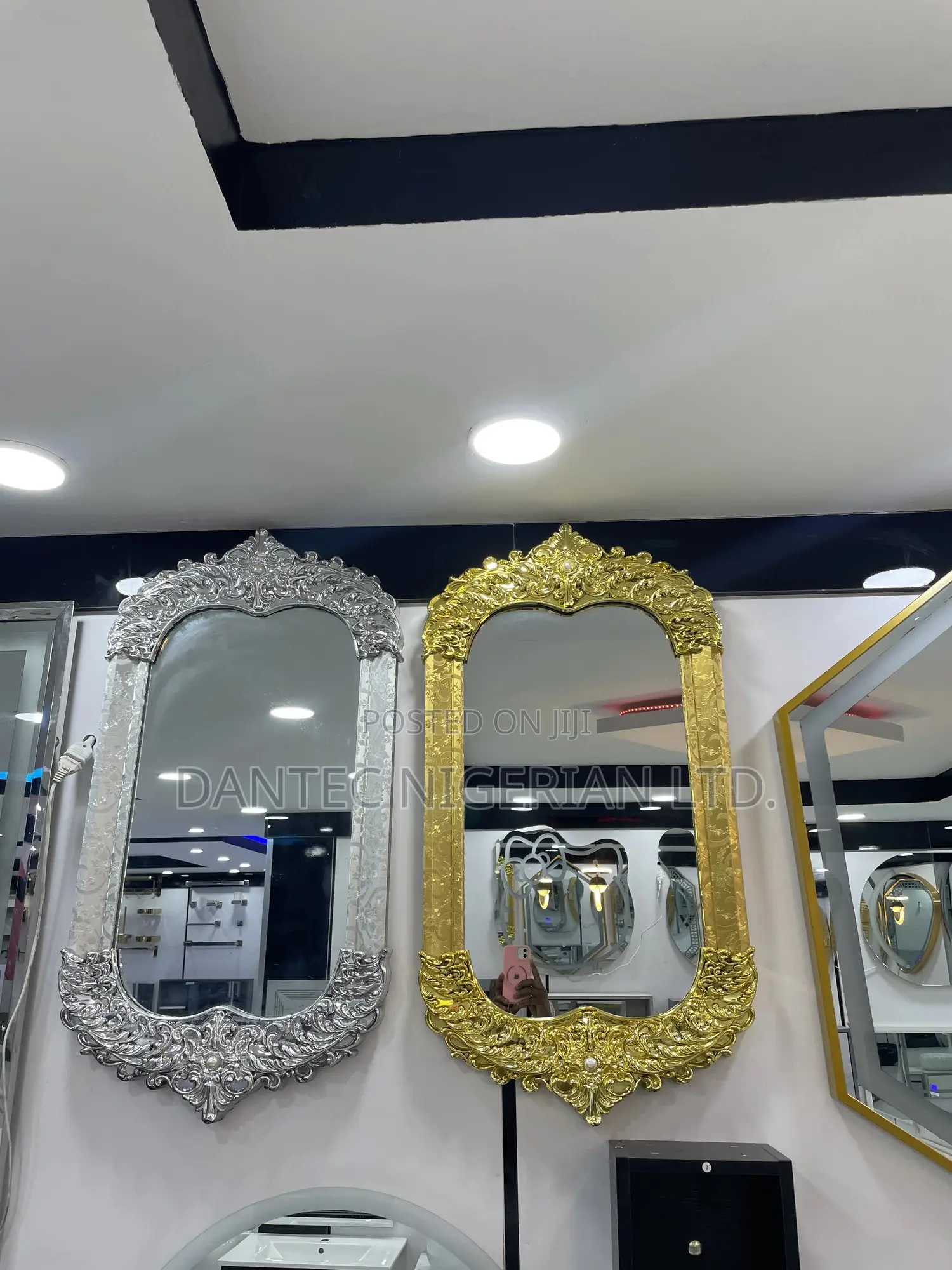 Plain Mirror With Gold Frames