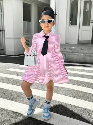 Luxury Pink Dress for Girls With Tie