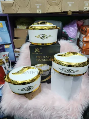 White And Gold Design Insulated Food Warmer