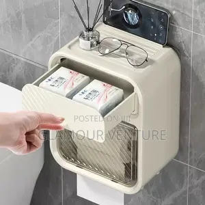 Two Layer Wall Mounted Toilet Paper Box $ Drawer Storage