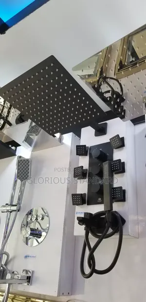 Black Conduit Shower With 6 Body Jets