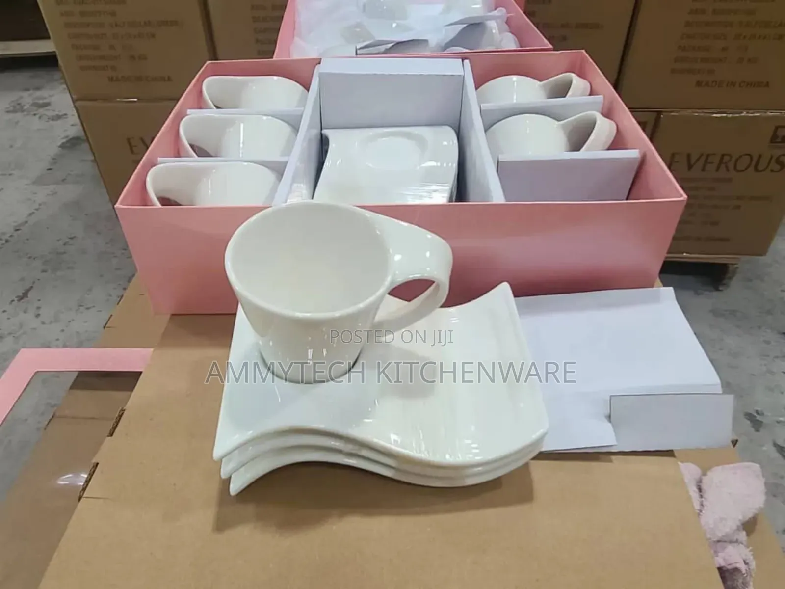 Plain White Tea Cup And Saucers