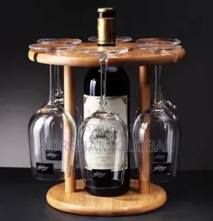 Wooden Wine Bottle Rack and Wine Glass Holders.
