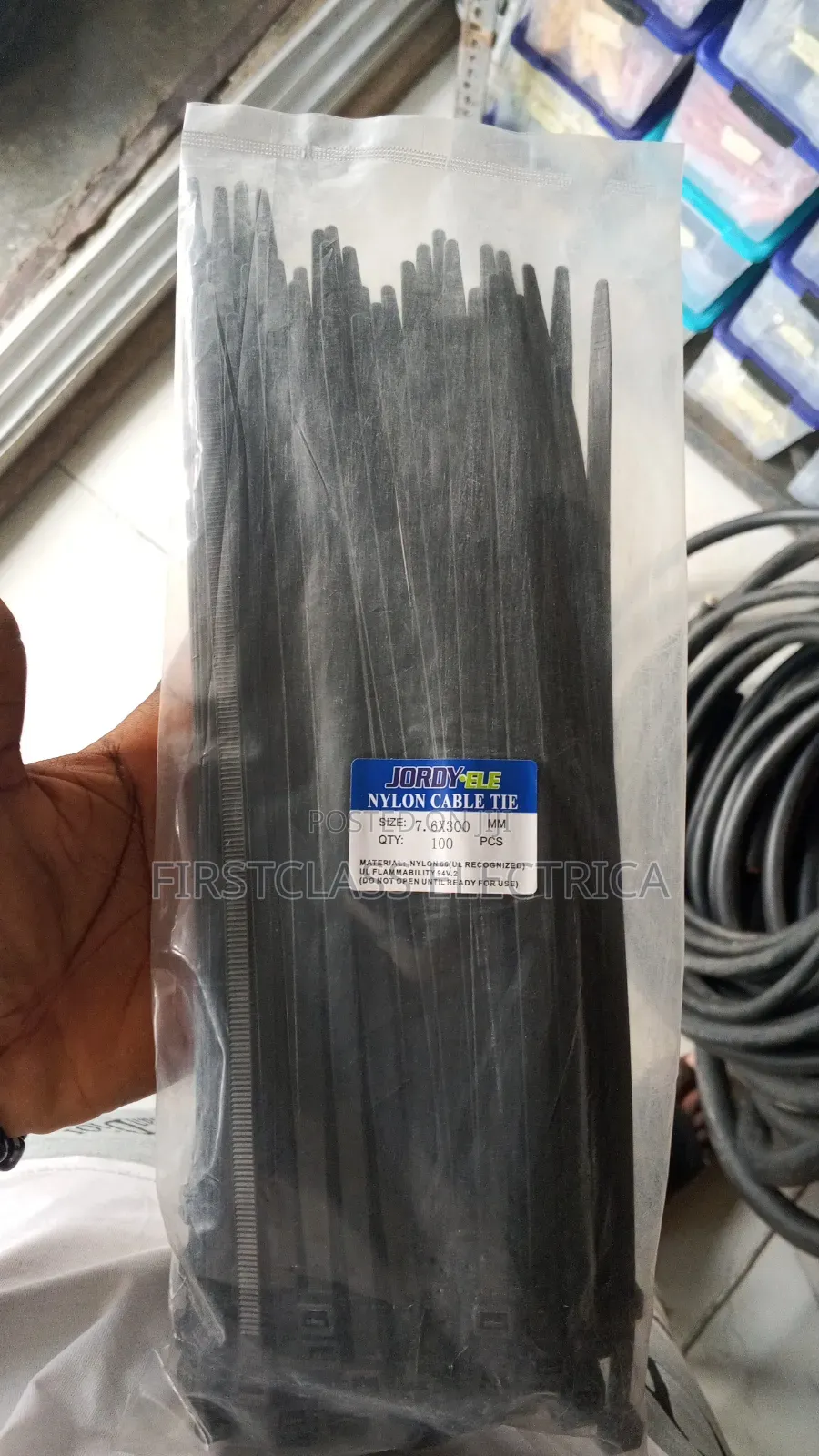300mmx 7.6 Black Cable Tie