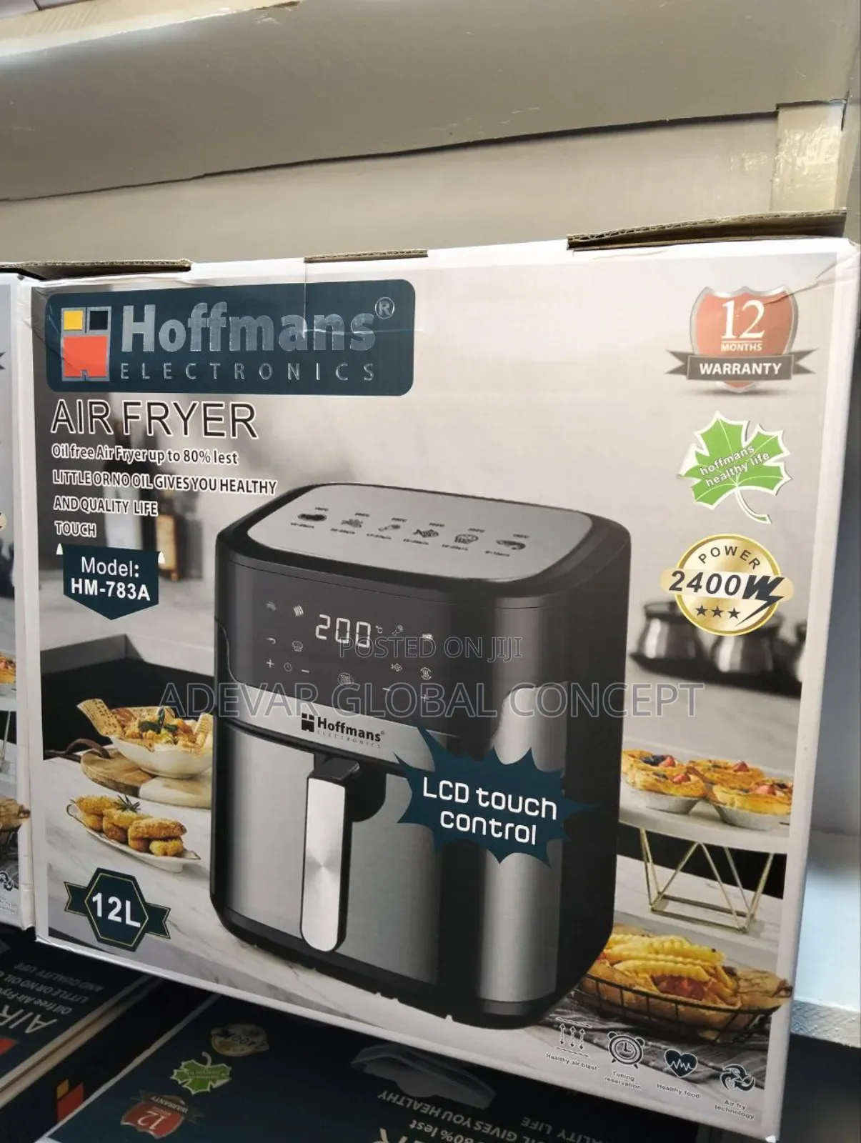 Hoffmans 12l LCD Display Touch Control Airfryer - 2400w