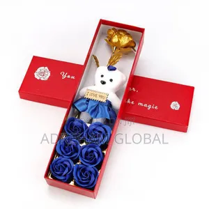 Ariana Rose Flower With Teddy Bear in a Box Color:Pink,Purple Blue