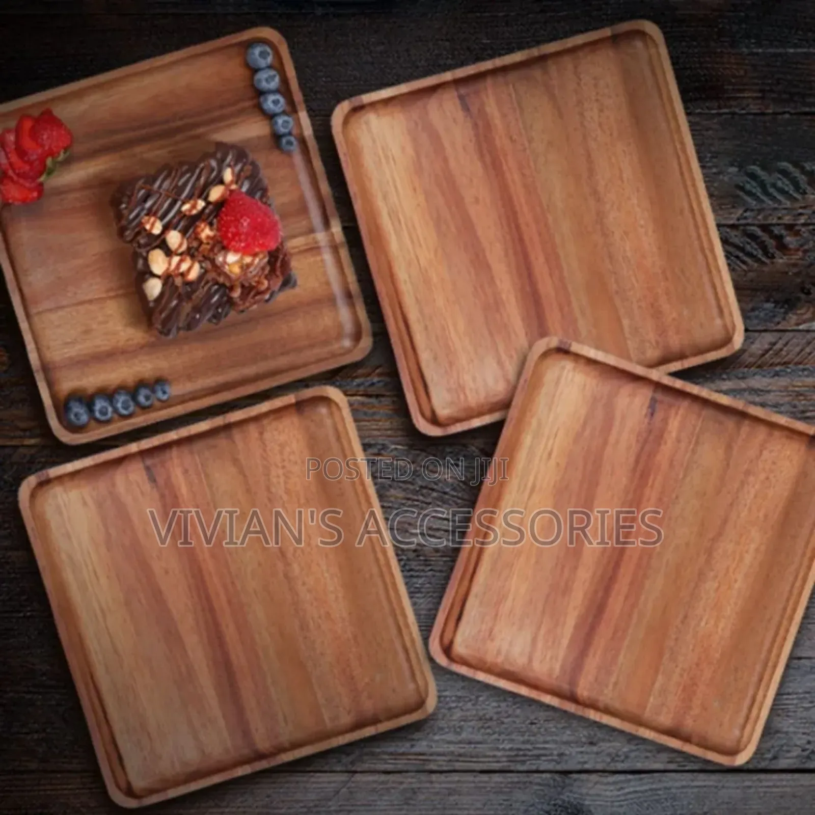 Wooden Flat Square Plate 