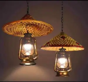 Vintage Lantern Bamboo Hat Design Pendant Light Bush Bar Light