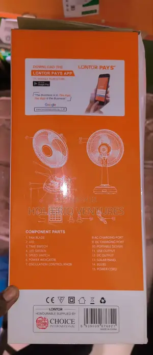 Solar Rechargeable Lontor Table Fan