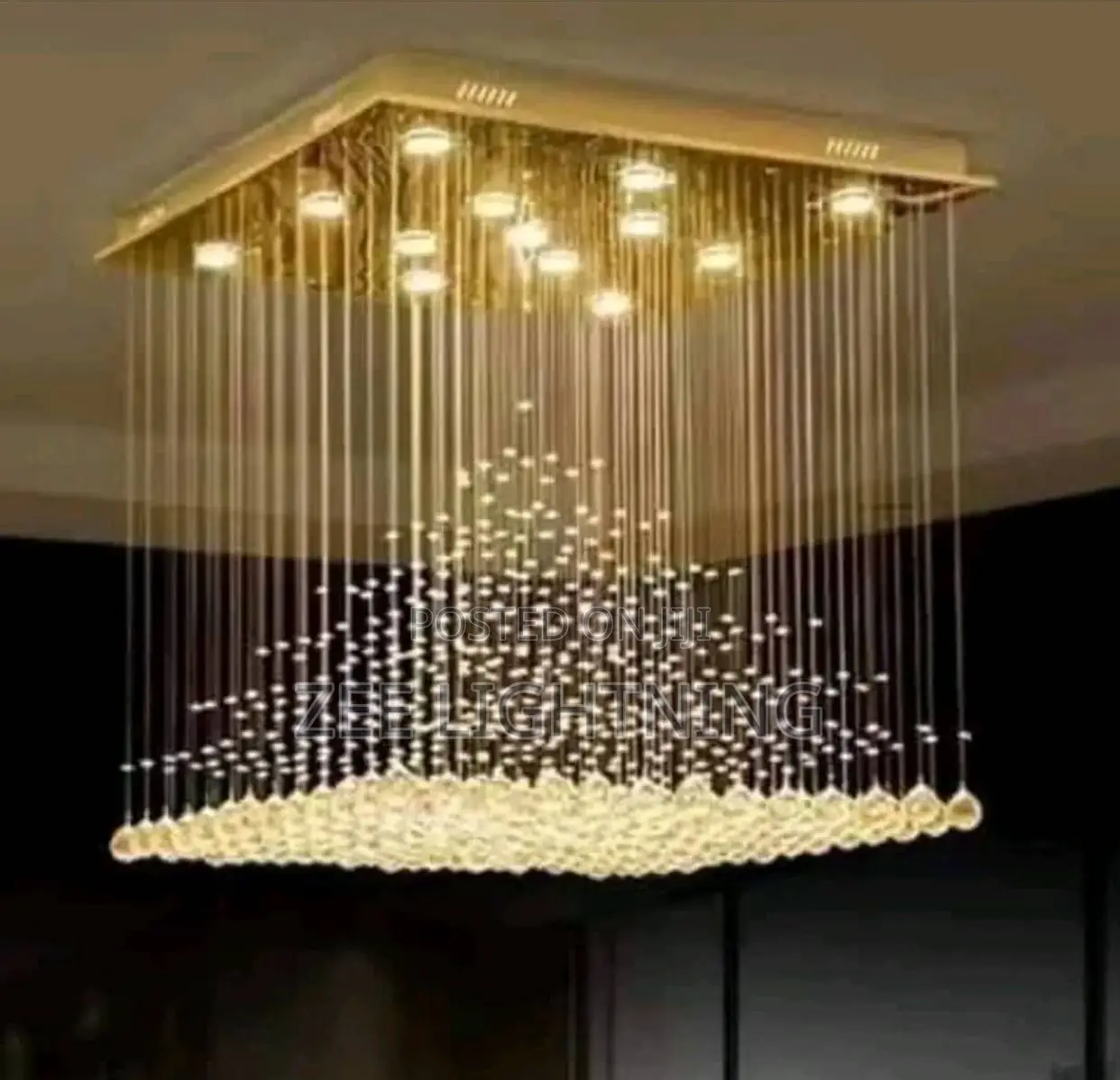 600mm Modern Led Crystal Rain Drop Light Square Shape