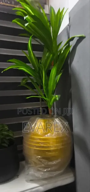 Classic Artificial Flower With Round Gold Flower Pot.
