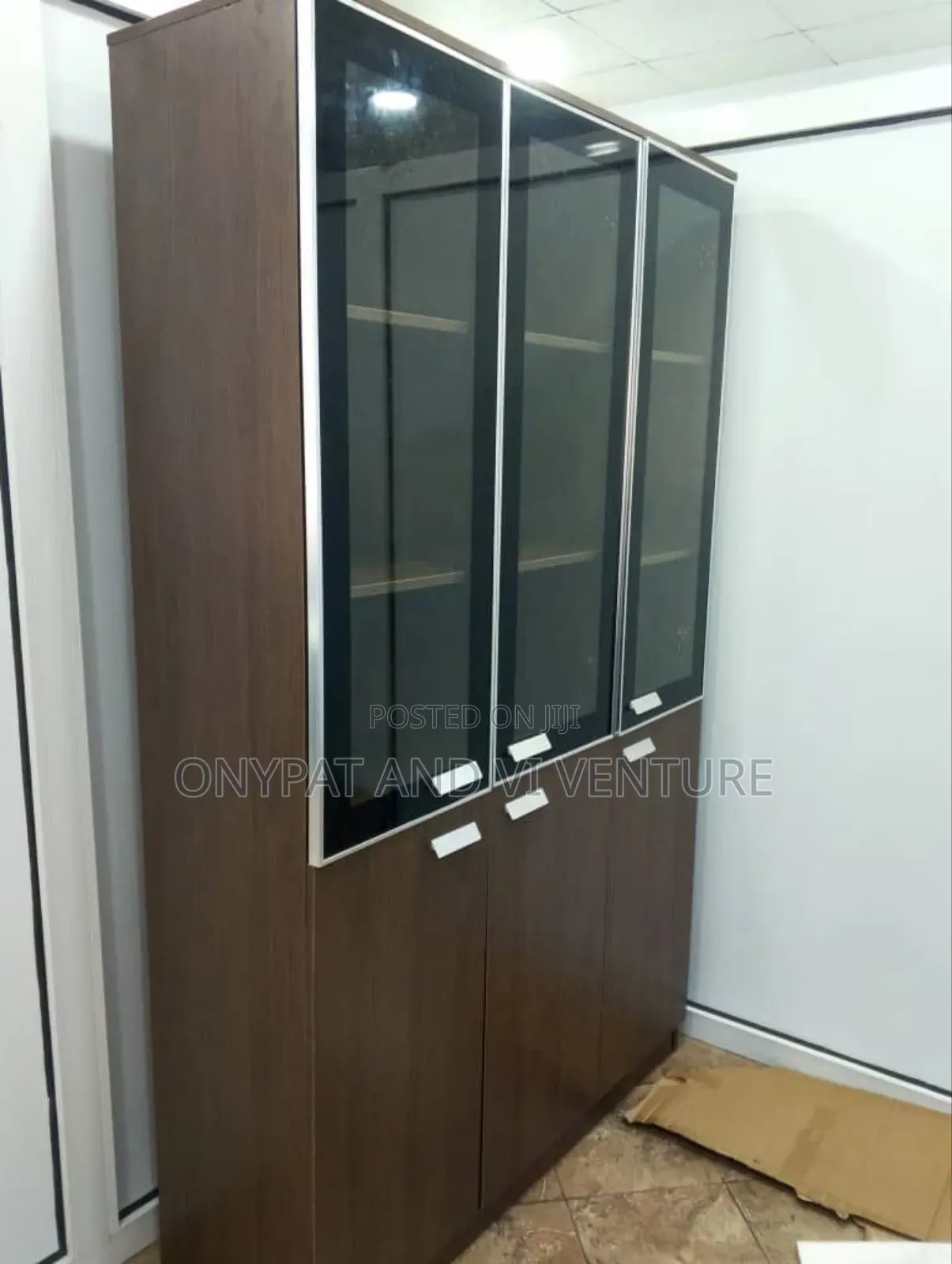 Classic Bookshelf With 3 Glass Doors
