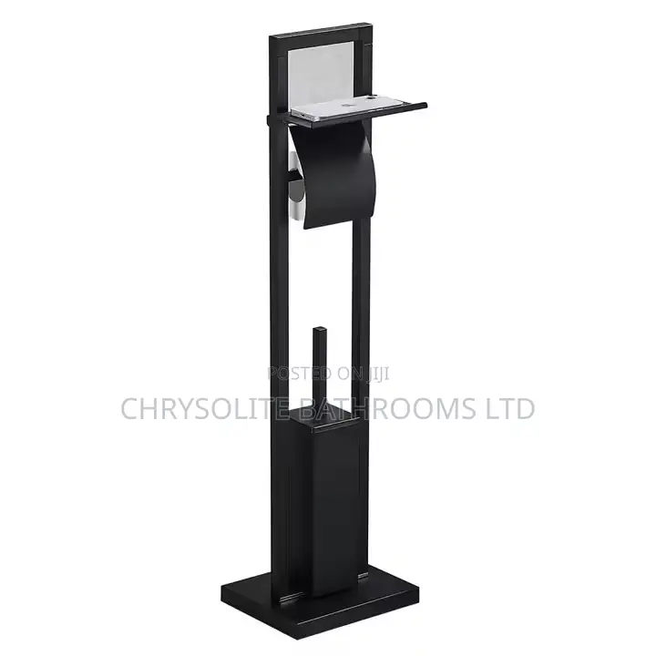 Standing Toilet Paper Holder + Brush