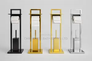 Standing Toilet Paper Holder + Brush