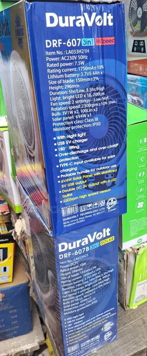 Duravolt 7-Inch 3-in-1 Rechargeable Fan,