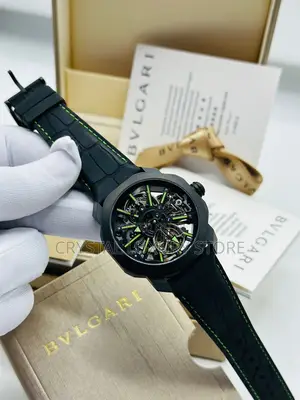 Bvlgari Quality Luxury Men Genuine Leather Chronograph Wristwatch
