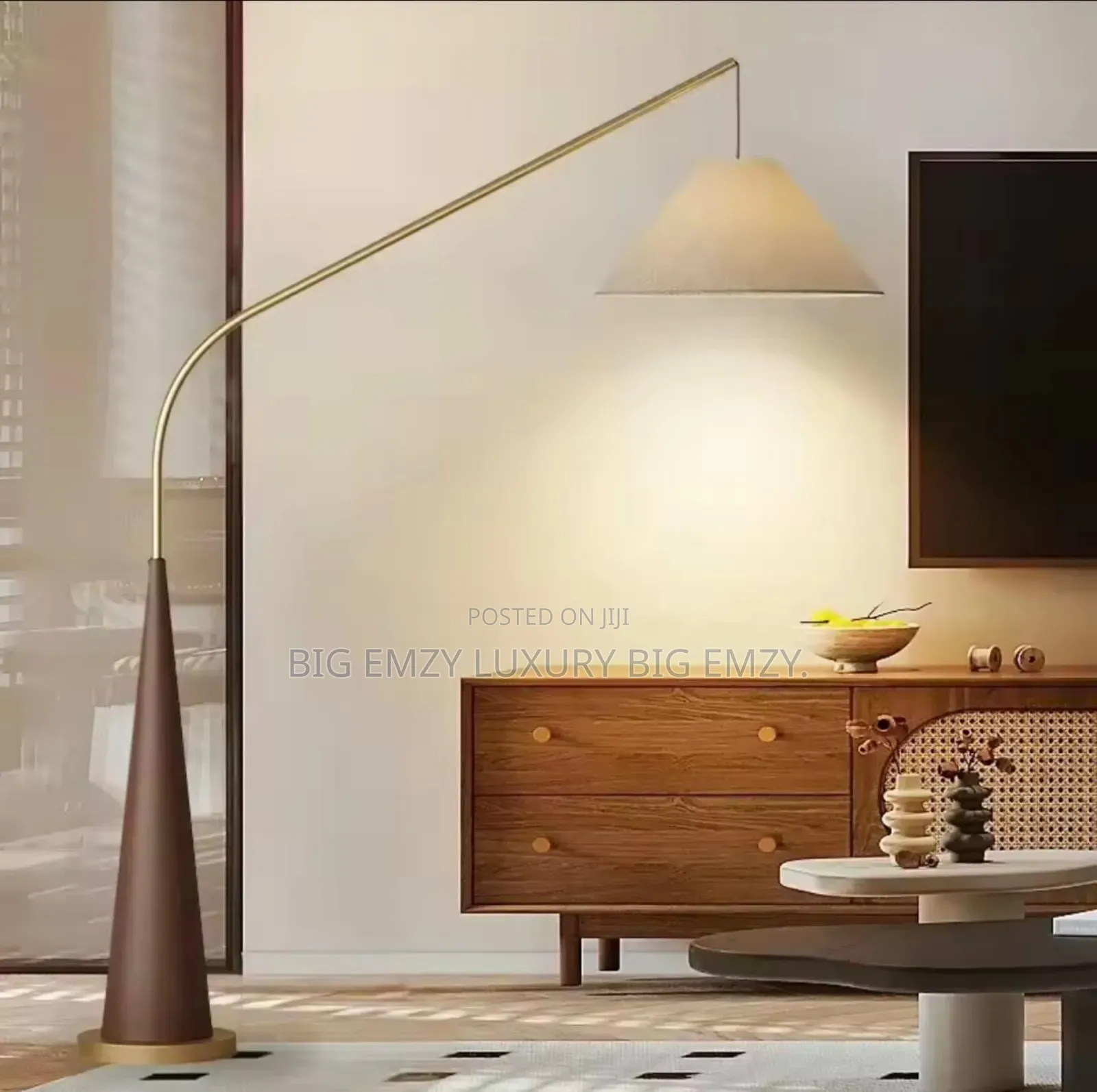 Gibson Black Hanging Arc Floor Lamp.