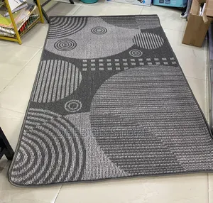 Big Bedside Rug 98x150cm Grey White Geometric Carpet