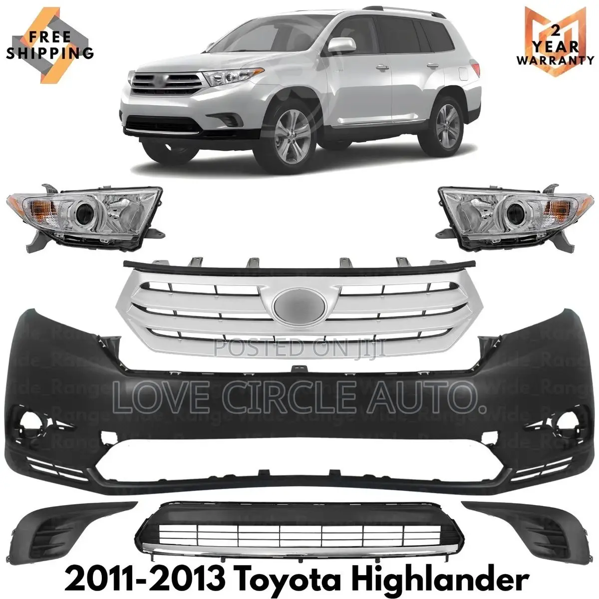 Complete Bumper and Headlamp for Highlander 2012