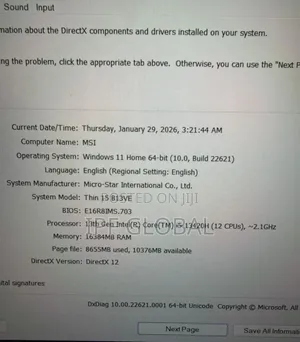 Laptop MSI 16GB Intel Core I5 SSD 512GB