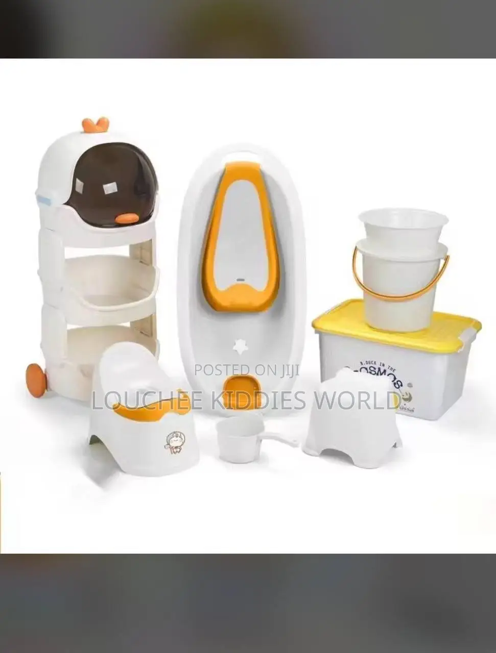 Complete Set Baby Bath With Trolley and Bottle Rack