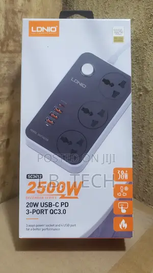 Ldnio 2500w 3 Ways Power Socket and 4 Usb Port