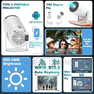 [Type-C Powered] Hy300 Plus Mini Projector With Wifi Upgrade Android