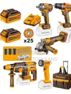 5 PCS Cordless Industrial Combo Kit 20v + 2 Battery – P1c1
