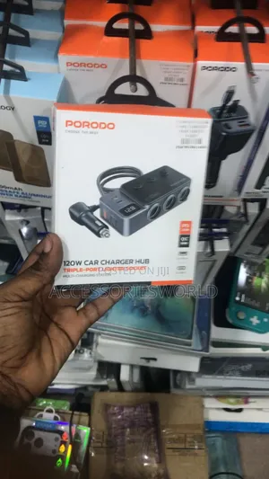 Porodo 120w Car Charger Hub Triple-Port Lighter Socket