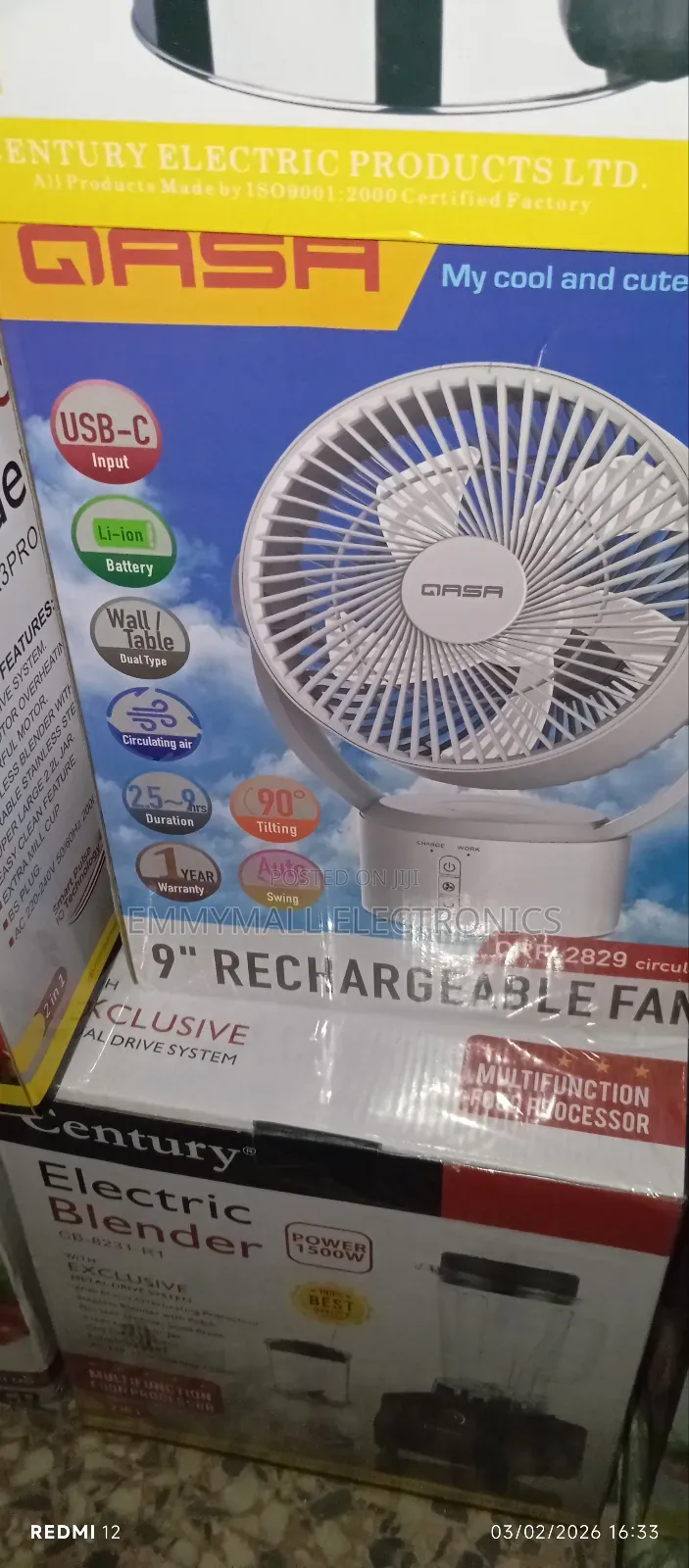 9inches Rechargeable Fan
