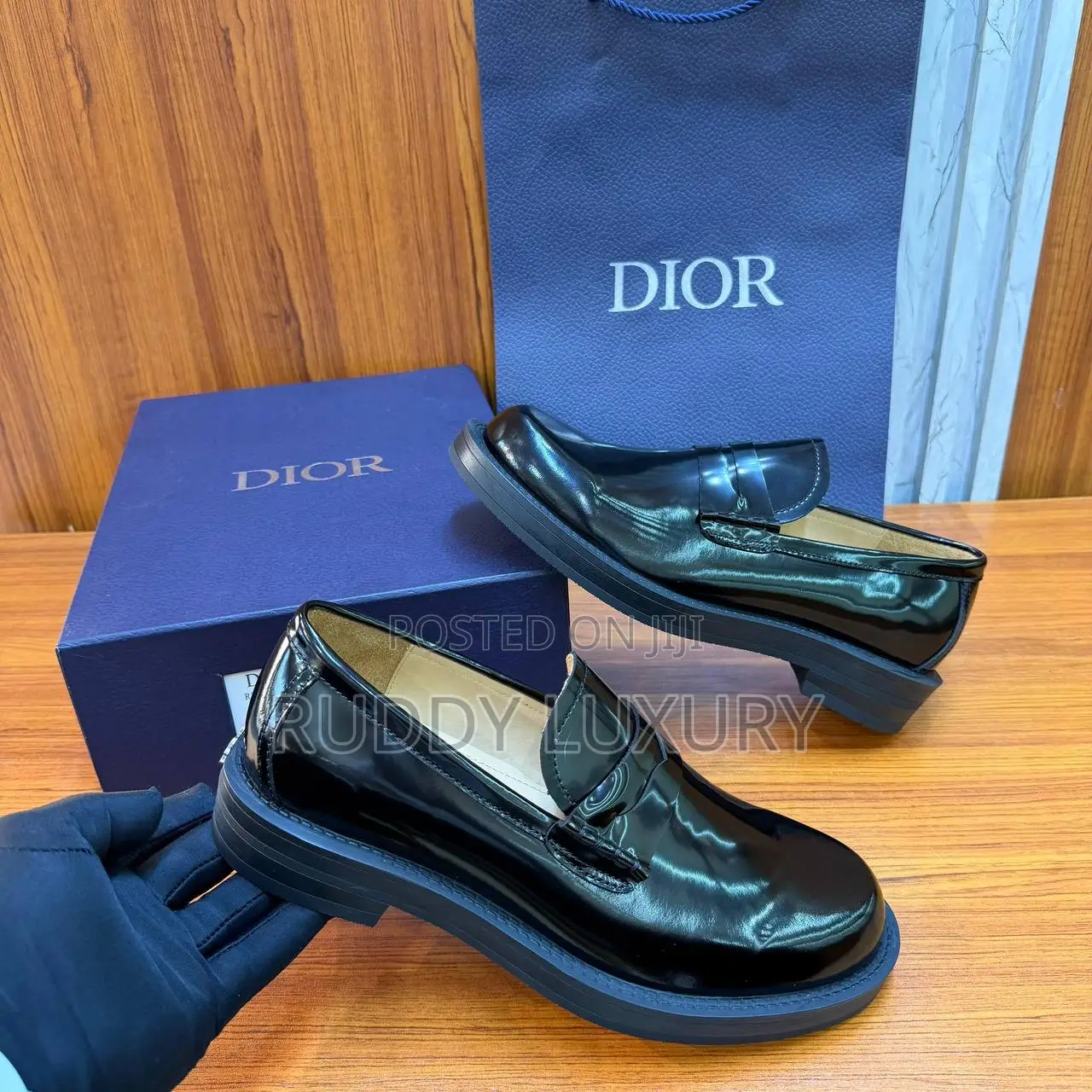 Christian Dior Black Carlo Loafers.