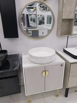 80cm White Cabinet With Round Mirror