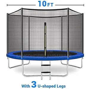 10ft Outdoor Trampoline With Safety Net, Pad & Ladder