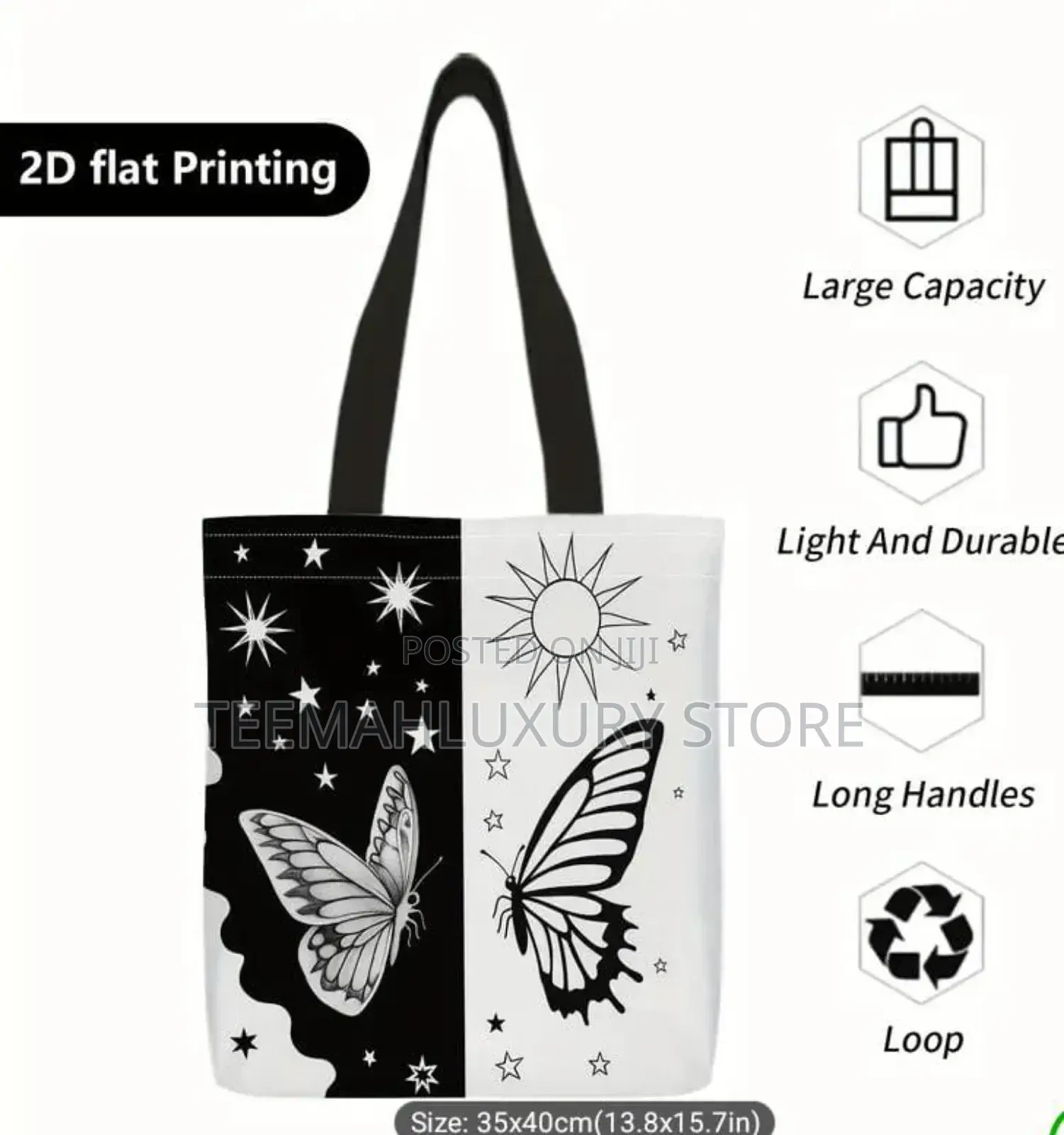 1pc Large Reusable Tote Bag