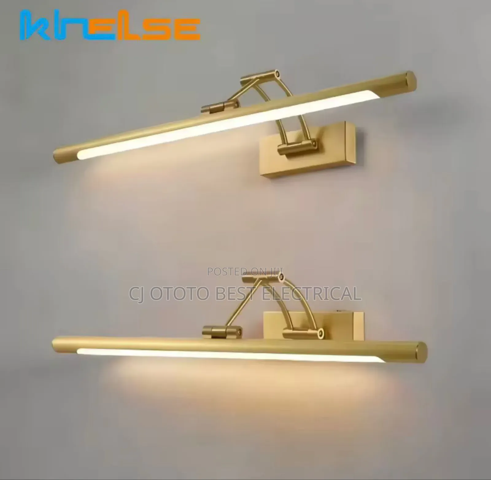 Look Down Led Mirror Light Warm White and White Display, Black Gold