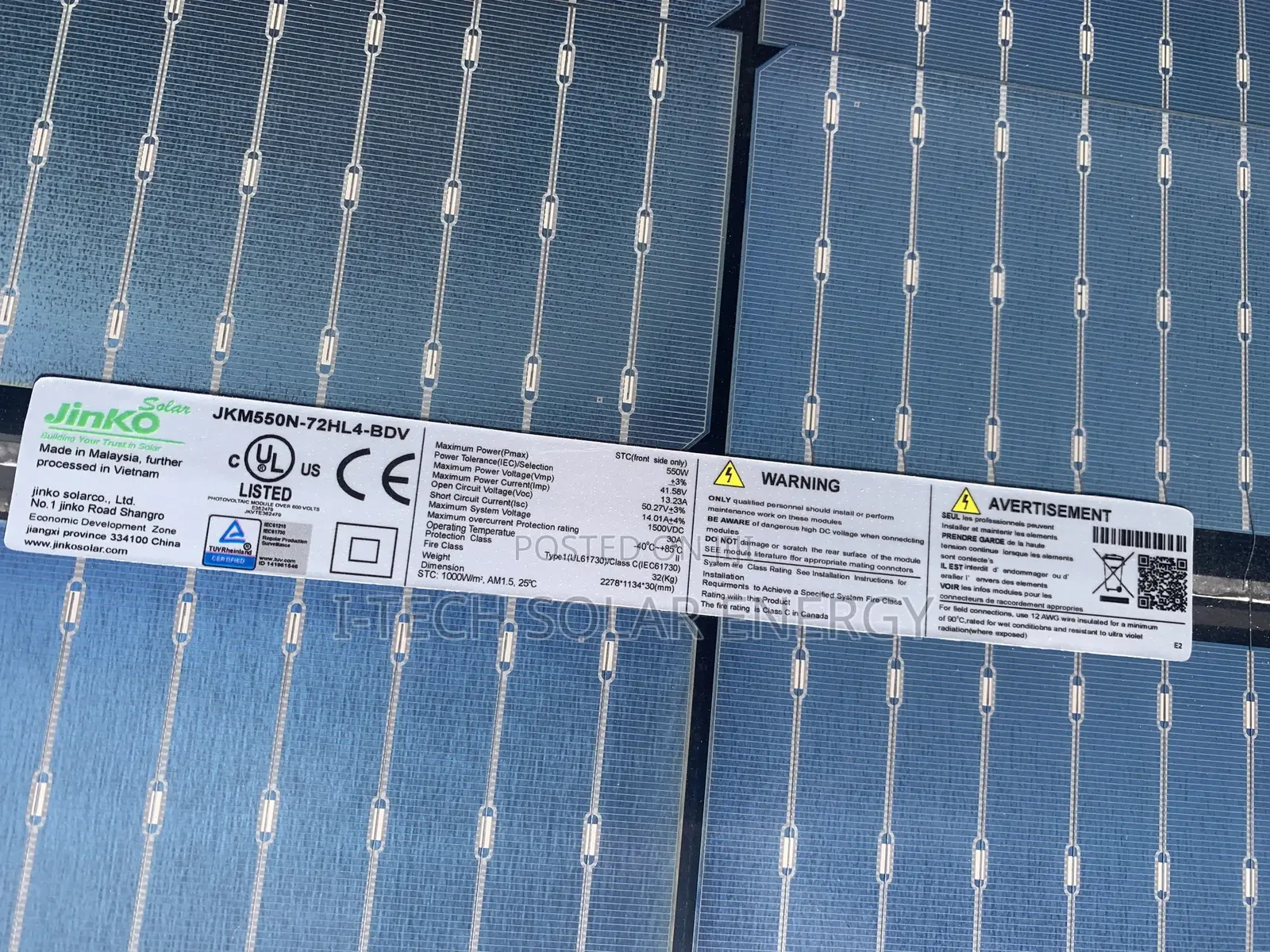 550watts Jinko Solar Panels